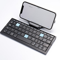 Keyboard Lipat Nirkabel QWERTY 2.4Ghz Baru, Ringan, Aluminium, Dapat Diisi Ulang, Dudukan Magnetik, Mini Portabel