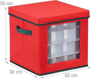 Caja de Almacenamiento para Adornos Navideños al por Mayor, Juego de 2, 64 Compartimentos, A x L x P: 33 x 32 x 32 cm, Rojo / Verde - Product Image 2