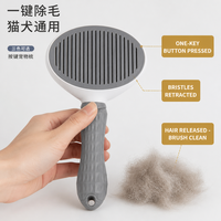 Brosse à poils pour animaux de compagnie auto-nettoyante, mignonne, de style dessin animé, avec système d'élimination des poils en un clic, pour chiens, poils fins en plastique