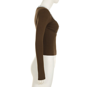 Nuovo modello grazioso abbigliamento da donna Sexy da donna a manica lunga <span class=keywords><strong>camicie</strong></span> da donna camicette Casual top <span class=keywords><strong>camicie</strong></span> - Product Image 6