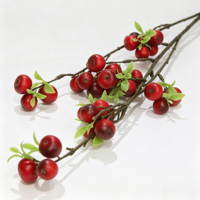 Vente en gros de branche de fruits artificiels en fausse baie rouge orangée de 75 cm, tige de baie artificielle pour arrangement floral d'automne, fournisseur chinois