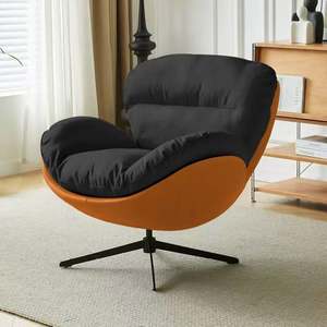 Mecedora moderna de lana de cordero con marco de madera maciza y patas de metal para el hogar o el hotel para la sala de estar o el dormitorio - Product Image 3