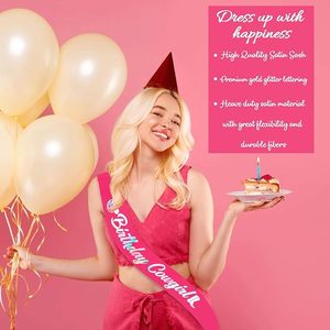Fascia Decorativa per Feste Disco, <span class=keywords><strong>Compleanno</strong></span>, Laurea, Stile Cowgirl, Rosa Intenso Iridescente in Raso, per Uso Interno ed Esterno - Product Image 6
