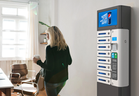 Sistema de Control de Acceso Y2 Power MIA Pro de 8 Compartimentos con Pantalla Publicitaria Android de 14 Pulgadas, Ideal para Salas de Espera, de Uso Gratuito