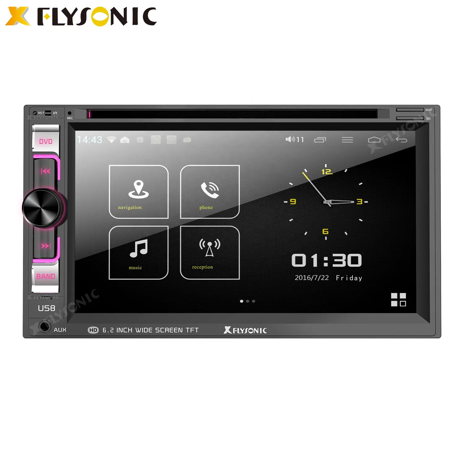 (FY6216B) Universele Dubbel Din 6.2 Inch Touch Screen Radio Met Gps Navigatie Bt Auto Dvd-speler