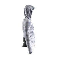 Rashguard pour homme avec capuche solaire intégrée, fermeture éclair intégrale, protection solaire, pour le surf et la natation, anti-humidité, blanc gris imprimé abstrait