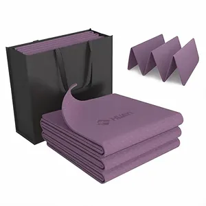 HuaYi Folding Yoga Mat Factory Anpassung Farbe Logo Doppels chicht Rutsch feste Textur Design Wasserdicht Geruchs neutral Körper ausgeglichen