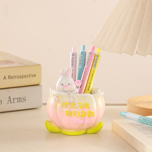 Portalápices de Conejo Tulipán, Adorno de Resina Epoxi Esculpido Artístico, Regalo de Cumpleaños para Compañeros de Clase, Amistad, Estudiantes, Niñas - Product Image 3