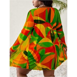 Women's Plus Size 3 Piece Bikini Set <b>Tie</b> Front High Waisted Swim Shorts With Cover Up Long Sleeve Swimwear Set - Product Image 2