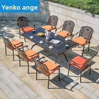 Moderner Europäischer Garten-Esstisch aus Aluminiumguss für Terrasse, Villa, Innenhof, Freizeit, Outdoor, Langlebig, für 6 Personen
