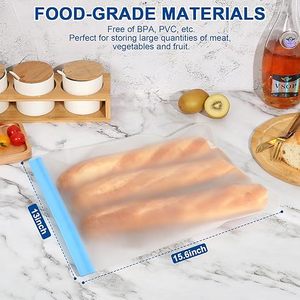 Huamaohengchun Reusable Freezer Bags 2 Gallon 13"x15.6", Leakproof BPA Free Food Storage Bags for Marinate Meats, Vegetables - Product Image 4