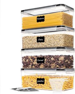 Contenants de stockage alimentaire hermétiques avec couvercles, lot de 4, 3,2 L, boîtes à spaghetti en plastique pour l'organisation des pâtes, organisation du garde-manger - Product Image 1
