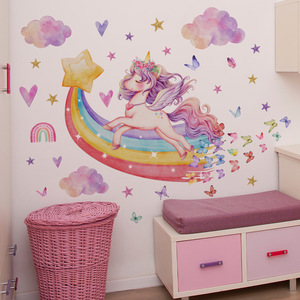 Autocollant mural <span class=keywords><strong>en</strong></span> PVC <span class=keywords><strong>licorne</strong></span> <span class=keywords><strong>arc</strong></span>-<span class=keywords><strong>en</strong></span>-<span class=keywords><strong>ciel</strong></span> pour chambre d'enfant, décoration murale de chambre d'enfant, décoration de la maison - Product Image 1