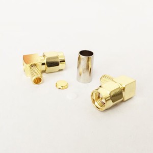 Connecteur RF SMA-JW-3, fiche mâle SMA à angle droit avec filetage interne et broche pour câble d'alimentation 50-3 RG58/RG400 - Product Image 1