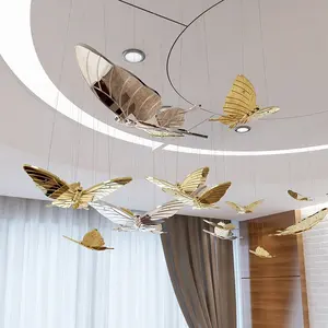 Vente en gros Décoration d'intérieur de salle à manger d'art mariage moderne luxe papillon pendentif créatif