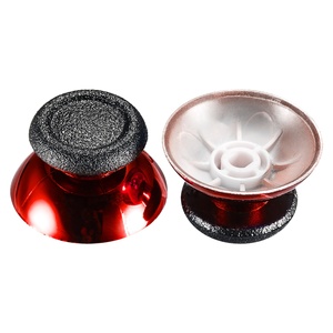 EXtremeRate Chroming Red & Black Customized Replacement Analog Black Rubber Thumbsticks Compatible with <b>PS4</b> <b>Controller</b> - Product Image 3