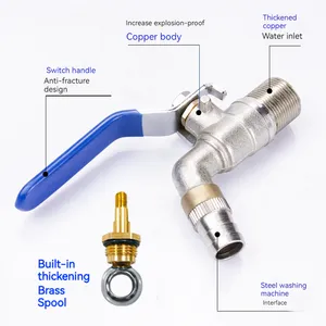 TMOK Nickle Plated 1/2" 3/4" Male Bsp Thread Brass Water Valve Tap Faucet Bibcock For Hot Water
