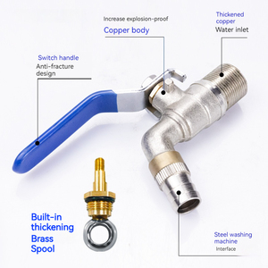 TMOK Nickle Plated 1/2&quot; 3/4&quot; <strong>Male</strong> Bsp <strong>Thread</strong> <strong>Brass</strong> Water Valve Tap Faucet <strong>Bibcock</strong> for Hot Water
