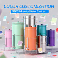 Système de filtration d'eau de comptoir en acier inoxydable PUREZA NSF42/53 Gravity 2,25 / 2,9 gallons avec éléments filtrants Black B-erkey BB9-2