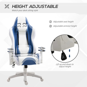 Chaise De Jeu En Cuir Blanc Bleu Avec <span class=keywords><strong>LED</strong></span> RGB Lumières Massage Ergonomique <span class=keywords><strong>LED</strong></span> Chaise De Jeu Dossier Haut Fauteuil De <span class=keywords><strong>Bureau</strong></span> <span class=keywords><strong>Gaming</strong></span> - Product Image 3