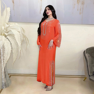 Vestido nacional musulmán de moda para mujer, vestido de diamantes para el hogar, Abaya, vestidos de mujer musulmana - Product Image 3
