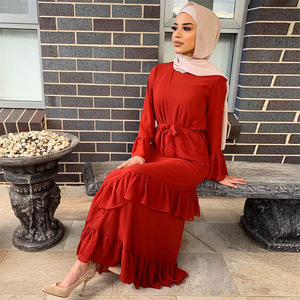 Robe abaya ample élégante pour femmes couleur unie manches longues Robe respirante Cardigan pour la prière islamique inspirée par Dubaï Turquie - Product Image 4