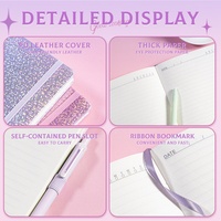 Carnet de notes exclusif avec couverture en cuir PU, motif ciel étoilé, reliure cousue, porte-stylo, élastique, 100 feuilles, pour bureau et affaires