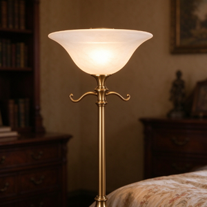 Lampada a Sospensione Creativa e Lampada da Terra E27 con Paralume in Vetro a Motivo Nuvola, Paralume Decorativo in Alabastro Satinato Stile British Hat - Product Image 6