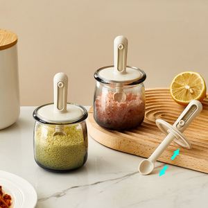 Slide Spoon Telescopic Transparent Glass Seasoning Jar <b>Herbs</b> Condiment Storage Container <b>Box</b> Retractable Salt Sugar Spice Jars - Product Image 6