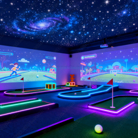 Équipement de terrain de jeux intérieur, projection interactive, murale ciel étoilé, mini LED lumineuse verte + noire 61x381cm, parc d'attractions de golf