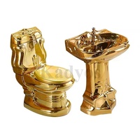 Ensemble de toilettes en céramique dorée brillante de style occidental KD-21GPB-1, Chaozhou Royal Bathroom, toilettes en céramique plaquée or en deux parties
