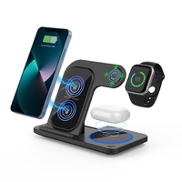 Station de charge sans fil rapide pliable et portable 15W avec veilleuse, support de bureau réglable pour téléphone, montre et écouteurs