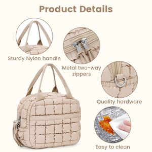Bolsa de almuerzo con aislamiento para mujer, bolsa de almuerzo acolchada de felpa con diseño de globo, bolsa de almuerzo térmica a prueba de fugas con bolsillo frontal - Product Image 5