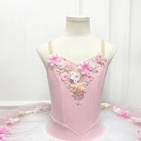 Robe de tutu de ballet classique pour enfants personnalisée, rose et blanc, broderie florale ombrée, tutu pancake, tenue de danse de ballet professionnelle