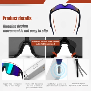 Nouvelles Lunettes de Soleil Intelligentes de Luxe avec Haut-parleur <span class=keywords><strong>Sans</strong></span> <span class=keywords><strong>Fil</strong></span>, Casque Audio Bluetooth 5.4 et Fonction Musique Sportive - Product Image 2
