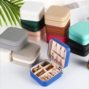 Customized Logo Portable PU Leather Zipper Closure Square Jewelry <b>Gift</b> <b>Box</b> Fashion Necklace <b>Earrings</b> Women Carton Packaging <b>Box</b> - Product Image 5