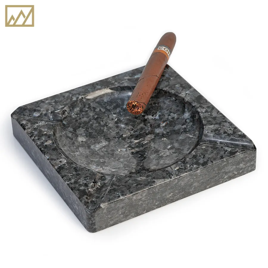 Cenicero de perlas azules de piedra de mármol personalizado de lujo de alta calidad Cenicero de cigarro de mármol de piedra Natural de lujo fácil de limpiar para Hotel