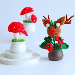 Crochet fait main tricot décor à la maison mignon champignon lapin cerf fleurs en <span class=keywords><strong>pot</strong></span> pour noël fête des mères saint valentin cadeau - Product Image 2