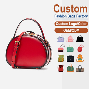 Factory Direct Genuine Leather Mini <b>Bowling</b> Bag, Vintage Cowhide Top Handle Crossbody Pillow Bag - Product Image 1