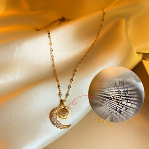 Collar con Proyección de Personalidad de Moda en 100 Idiomas Te Amo, Collar de Estrella y Luna, Regalo de Joyería para el Día de San Valentín - Product Image 4