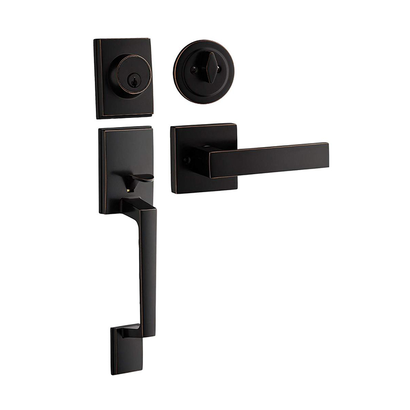 Набор ручных замков для входной двери, матовый черный замок для входной двери, из цинкового сплава, с одним цилиндром и заглушкой