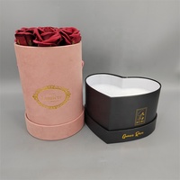 Boîtes à roses personnalisées en carton pour la Saint-Valentin, en papier velours, avec fleurs préservées, matériaux recyclés, pelliculage mat et gaufrage
