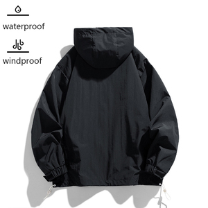 Áo khoác gió nửa khóa kéo nam, có mũ, chống thấm nước, in logo tùy chỉnh, chất liệu nylon, kiểu áo khoác thể thao - Product Image 2