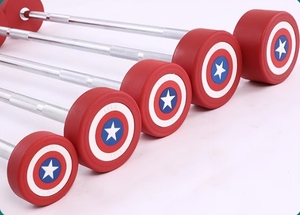 Captain America Diseñado Barbell fijo Recubierto Barra de goma Barra recta Barra curva Gimnasio Comercial <span class=keywords><strong>Bar</strong></span> Bell - Product Image 4