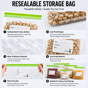 Sac de conservation alimentaire refermable avec fermeture éclair, transparent, hermétique, anti-fuite, pour la protection de la fraîcheur, utilisation polyvalente - Product Image 2