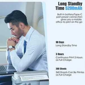 Peripage A40 mini xách tay nhiệt tài liệu Máy in ảnh 203pdi điện thoại di động không dây <span class=keywords><strong>Bluetooth</strong></span> inkless <span class=keywords><strong>A4</strong></span> máy in - Product Image 5