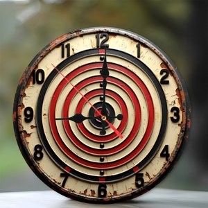 Round Wooden Wall <b>Clock</b> Vintage Rustic Arabic Numeral Indoor Home Decor 25cm - Product Image 1