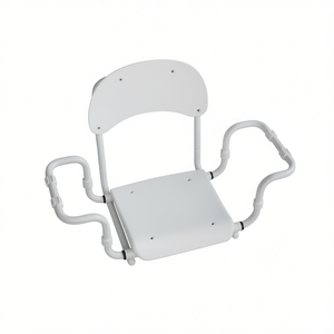 Siège de bain réglable en polypropylène avec dossier, cadre blanc, longueur 36 cm, largeur 40 cm, hauteur 20 cm, équipement de sécurité pour la salle de bain - Product Image 2