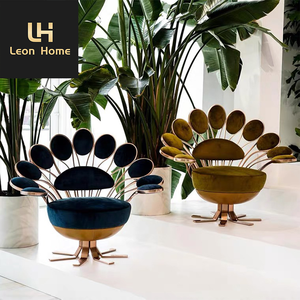 Thiết Kế Sáng Tạo Phong Cách Con Công Khung Vàng Sang Trọng Với Đệm Ghế Sofa Ghế Đơn Ghế Bành Với Đế Bằng Thép Mạ Crôm - Product Image 5