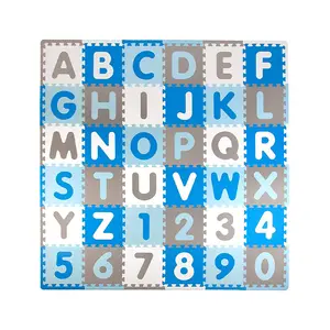 安全材料儿童房字母和数字橡胶EVA泡沫拼图游戏垫地板。